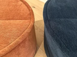 COR Loungesessel|Drehsessel Nenou Stoff 8170 Ozean Blau Inklusive Hocker Oval Stoff 8165 Lachs Orange Drehteller Holzwerkstoff Schwarz