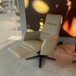 DFM Relaxsessel|Drehsessel Possitano Relax M Leder L30 Safari Beige Sternfuß Metall Schwarz Mit Herz Waage Funktion