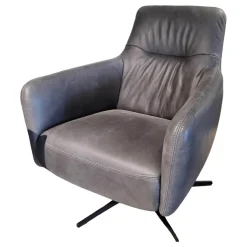 Comfort Republic Relaxsessel|Drehsessel Rufus Niedrig Leder Grey PG RET Grau Kreuzfuß Metall Schwarz