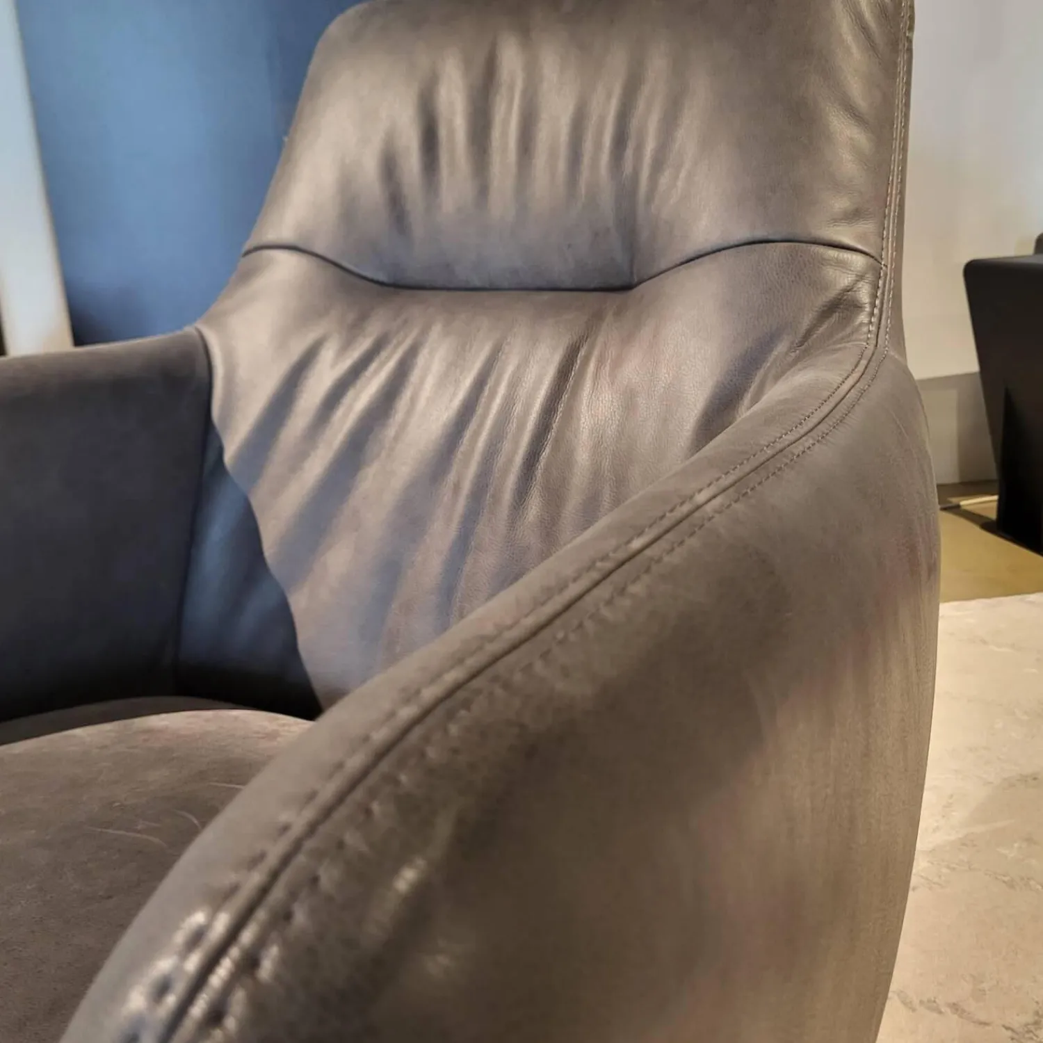 Comfort Republic Relaxsessel|Drehsessel Rufus Niedrig Leder Grey PG RET Grau Kreuzfuß Metall Schwarz