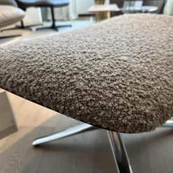 COR Relaxsessel|Drehsessel Shrimp Mit Hocker Stoff 14002 Hellgrau Holzschale Eiche Braun D73