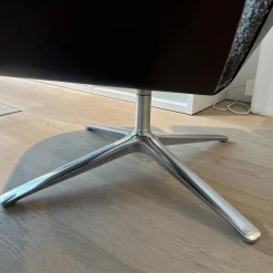 COR Relaxsessel|Drehsessel Shrimp Mit Hocker Stoff 14002 Hellgrau Holzschale Eiche Braun D73