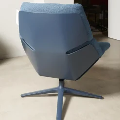 COR Loungesessel|Drehsessel Shrimp Stoff 8214 Blau Petrol Gestell Und Schale Graublau Mit Hocker