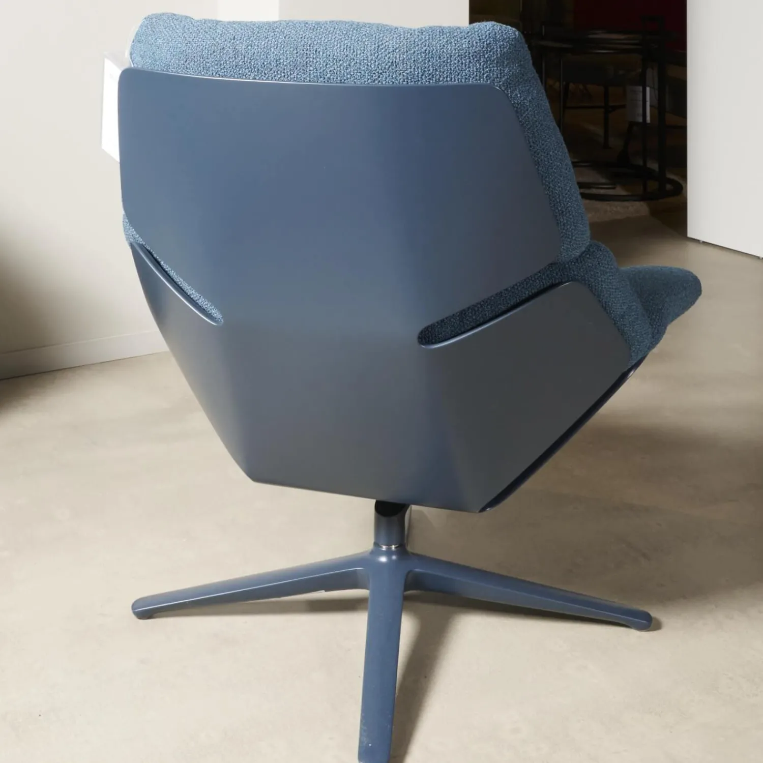 COR Loungesessel|Drehsessel Shrimp Stoff 8214 Blau Petrol Gestell Und Schale Graublau Mit Hocker