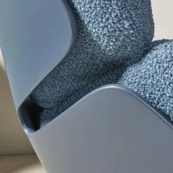 COR Loungesessel|Drehsessel Shrimp Stoff 8214 Blau Petrol Gestell Und Schale Graublau Mit Hocker