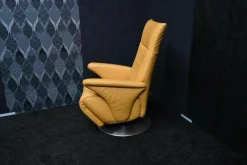 Steinpol Relaxsessel|Drehsessel Tino Leder Punch Curry Drehteller Metall mit Manueller Relaxfunktion