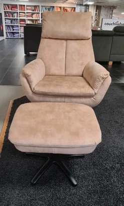 Megapol Loungesessel|Relaxsessel|Drehsessel Typ 1D MP-RS20079 Stoff Amira Desert Braun Beige Sternfuß Pulverbeschichtet Schwarz