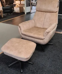 Megapol Loungesessel|Relaxsessel|Drehsessel Typ 1D MP-RS20079 Stoff Amira Desert Braun Beige Sternfuß Pulverbeschichtet Schwarz