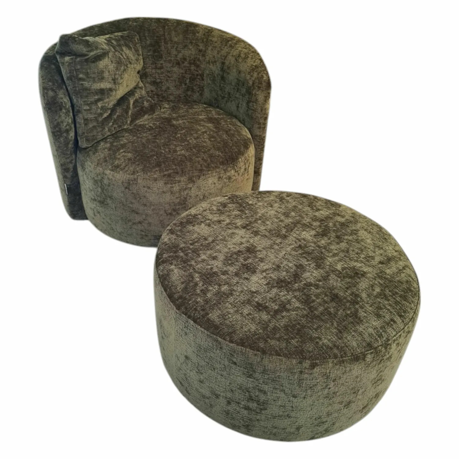 Raum.Freunde Loungesessel|Drehsessel Valdis Stoff Alis Moos 1045 Grün Gestell Kunststoff Schwarz Inklusive Hocker