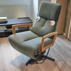 PM Oelsa Relaxsessel|Drehsessel WK 616 Carlos S Leder G Davinci Jungle Grün Armteile Holz Eiche Geölt 4 Sternfuß Metall Schwarz