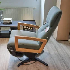 PM Oelsa Relaxsessel|Drehsessel WK 616 Carlos S Leder G Davinci Jungle Grün Armteile Holz Eiche Geölt 4 Sternfuß Metall Schwarz