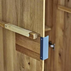 m&h Kleiderschränke|Drehtürenschrank Endlosschrank Wildeiche Massiv Parkettverleimt mit Beleuchtung