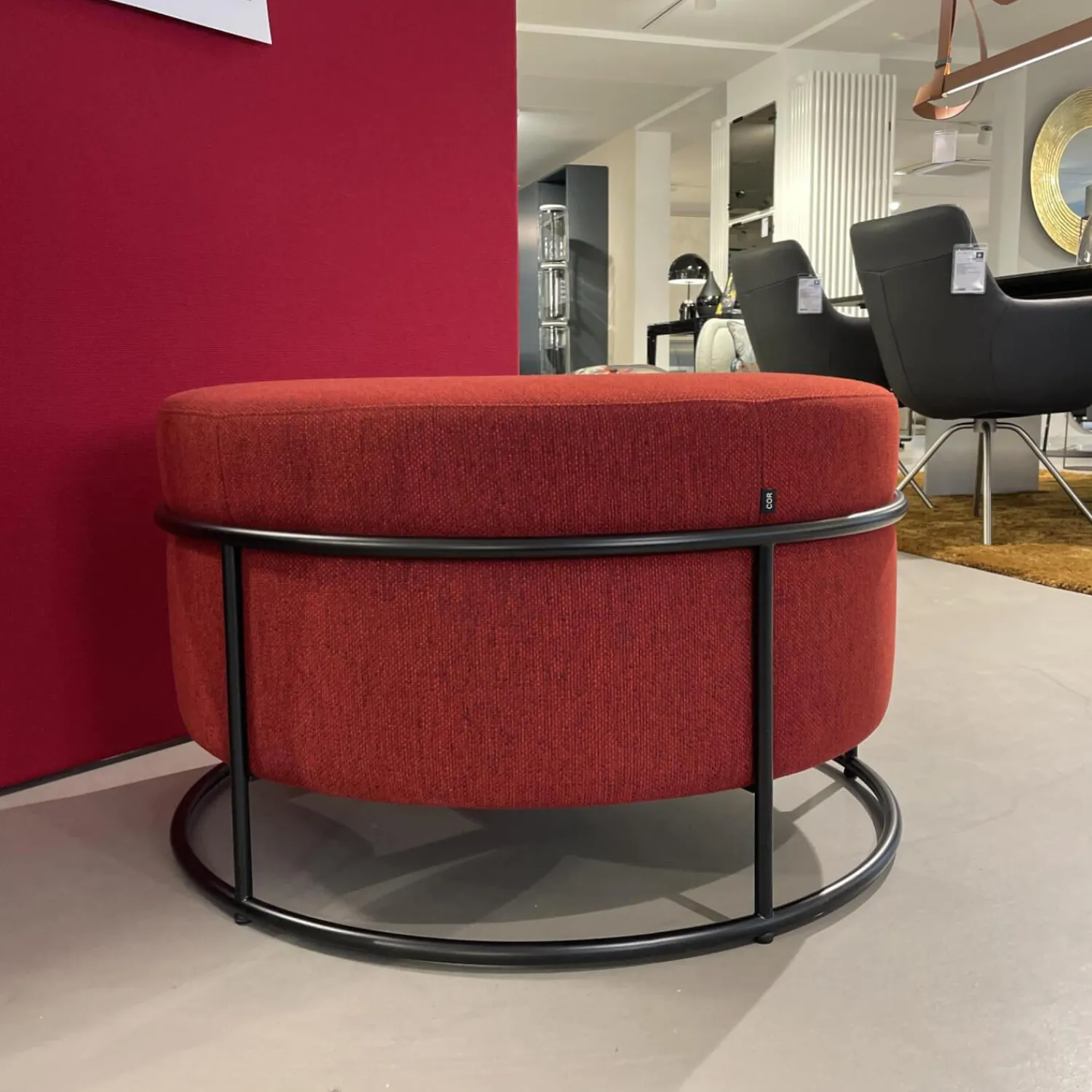 COR Hocker & Sitzsäcke|Drop Hocker Stapelbar Bezug Fidivi Laser J Flash 9421 Rot/Schwarz Gestell Lack Schwarz