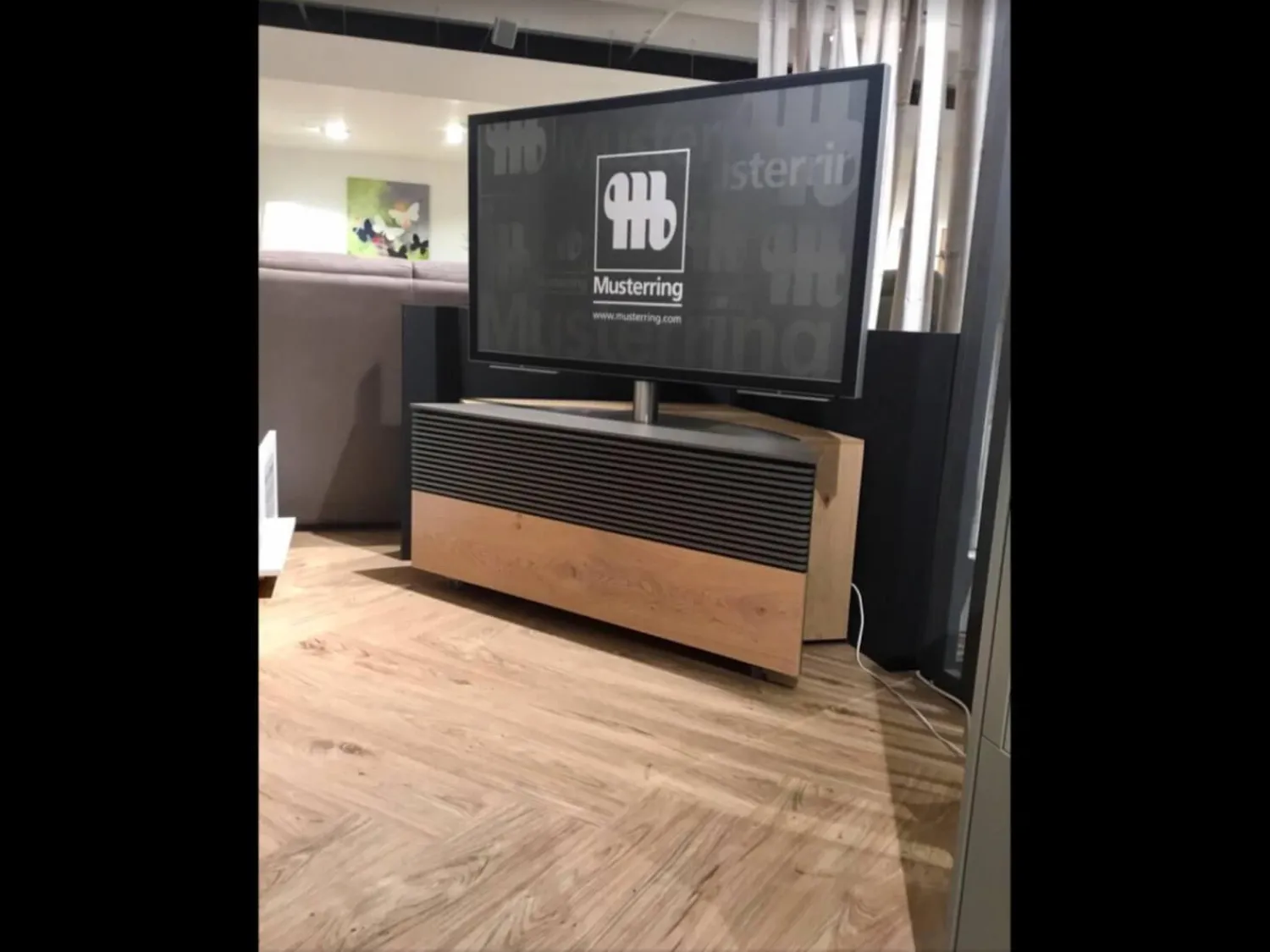 Musterring Wohnwände & Tv-Lowboards|Eck Lowboard Media Corner 709 BB CCC 000 Balkeneiche Furniert Bianco Lack Cubanit Grau