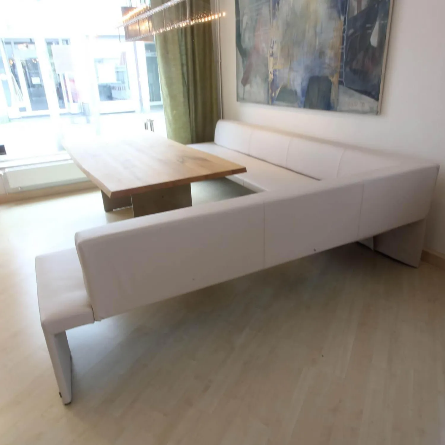 Walter Knoll Bänke|Eckbank Together 290 Bezug Leder Cashmere 1344 Light Grey Hellgrau Mit Kunststoffgleitern
