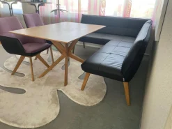 Koinor Essgruppen|Eckbankgruppe Innen Leder Schwarz Außen Filz Anthrazit Gestell Eiche Natur Inklusive Tisch Und Stühle