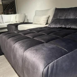 Eigene Herstellung Wohnlandschaften|Eckgarnitur Adino Bezug Stoff 4183 Shaggy 3525 Light Grey Grau Und 1605 Velvet Raven Anthrazit Ohne Kissen