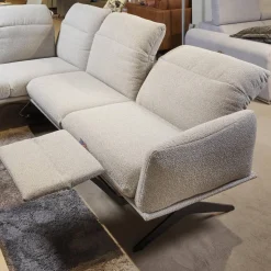 Koinor Ecksofas|Eckgarnitur Calmo Bezug 13 Aquaclean Cosmo Kufe Schwarz Matt Inklusive Motorischer Fußstütze