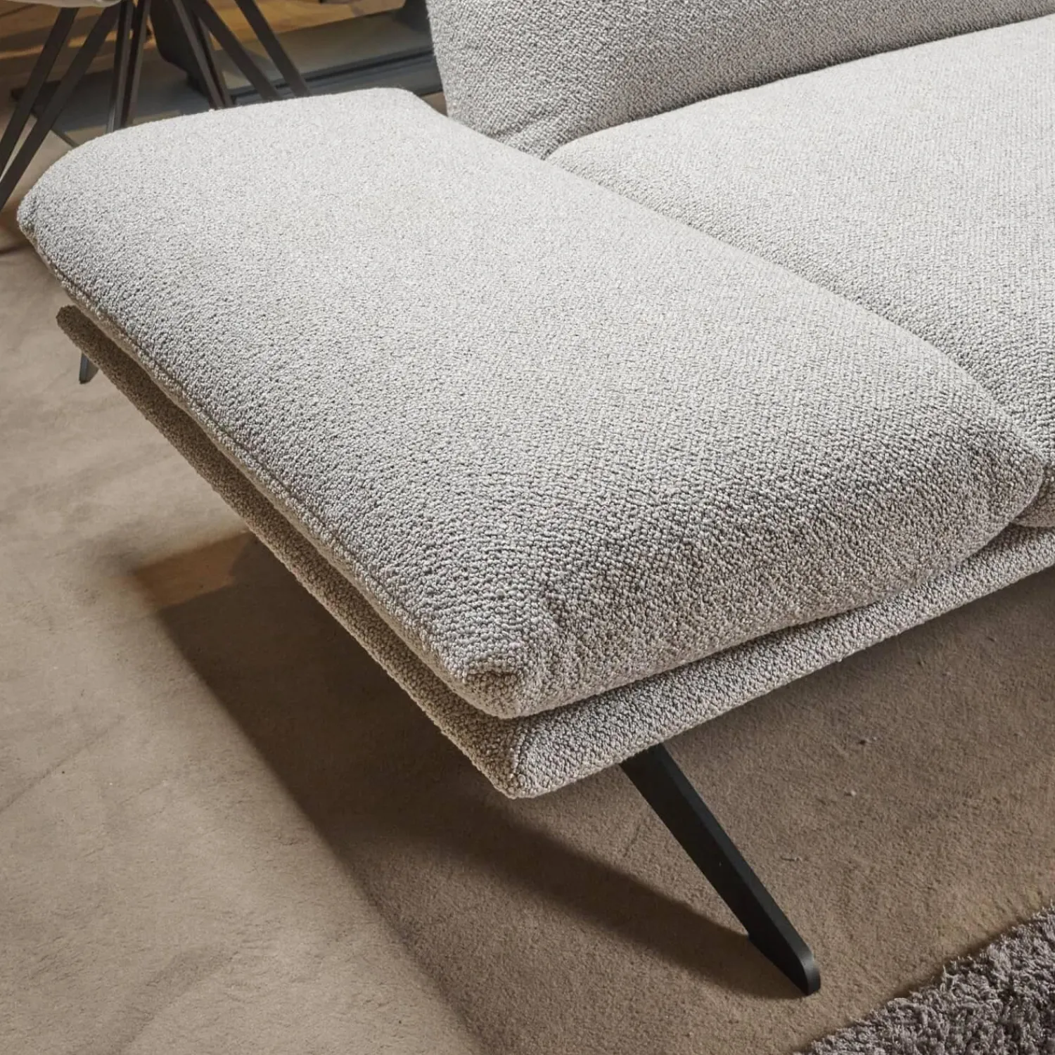 Koinor Ecksofas|Eckgarnitur Calmo Bezug 13 Aquaclean Cosmo Kufe Schwarz Matt Inklusive Motorischer Fußstütze