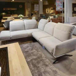 Koinor Ecksofas|Eckgarnitur Calmo Bezug 13 Aquaclean Cosmo Kufe Schwarz Matt Inklusive Motorischer Fußstütze