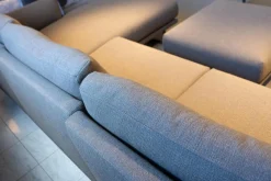 Weibelweibel Ecksofas|Eckgarnitur Mit Hocker Mellow 1630 Bezug Stoff Danio U3333D Grau Flachstahlfuß Chrom Gebürstet