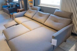 Weibelweibel Ecksofas|Eckgarnitur Mit Hocker Mellow 1630 Bezug Stoff Danio U3333D Grau Flachstahlfuß Chrom Gebürstet