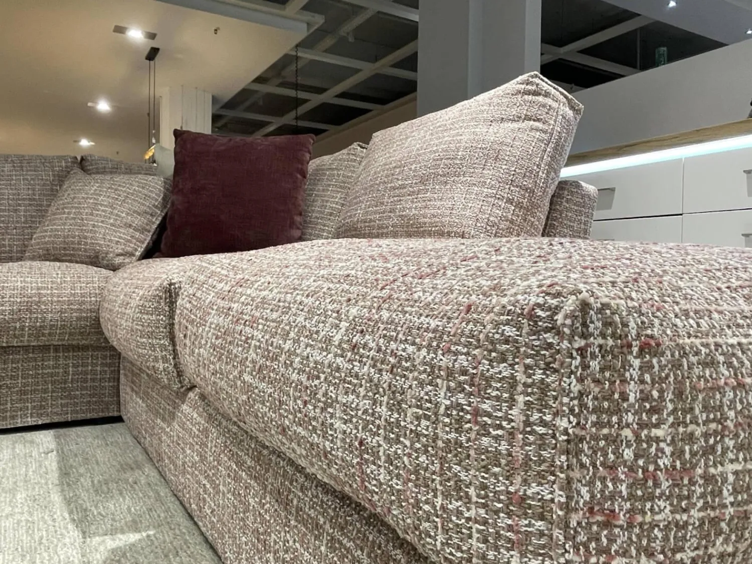 Musterring Ecksofas|Eckgarnitur SO Dallas PL OTR Stoff Be Trendy 1673 Rose Rot Braun Inklusive Kissen