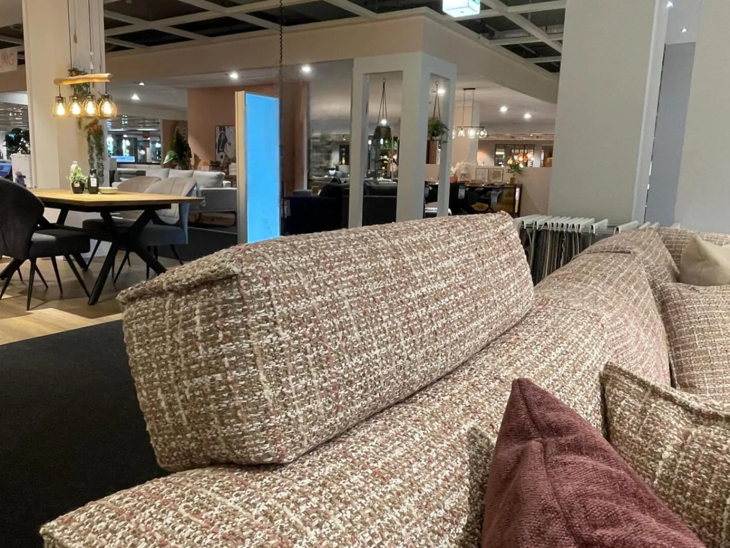 Musterring Ecksofas|Eckgarnitur SO Dallas PL OTR Stoff Be Trendy 1673 Rose Rot Braun Inklusive Kissen