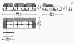 B&B Italia Ecksofas|Eckiges Sofa Camaleonda Stoff Chenille Enia Elfenbein Weiß Untergestell MDF Füße Buche Natur