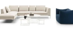 B&B Italia Ecksofas|Eckiges Sofa Charles Stoff Chenille Elettra Bastfarben Beige Innenrahmen Stahlrohre Füße Aluminiumguss Mit Kissen