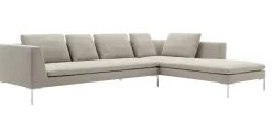 B&B Italia Ecksofas|Eckiges Sofa Charles Stoff Rattier Seil Beige Innenrahmen Stahlrohre Füße Aluminiumguss Inklusive Kissen