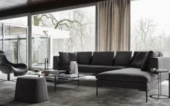 B&B Italia Ecksofas|Eckiges Sofa Charles Stoff Rattier Seil Beige Innenrahmen Stahlrohre Füße Aluminiumguss Inklusive Kissen