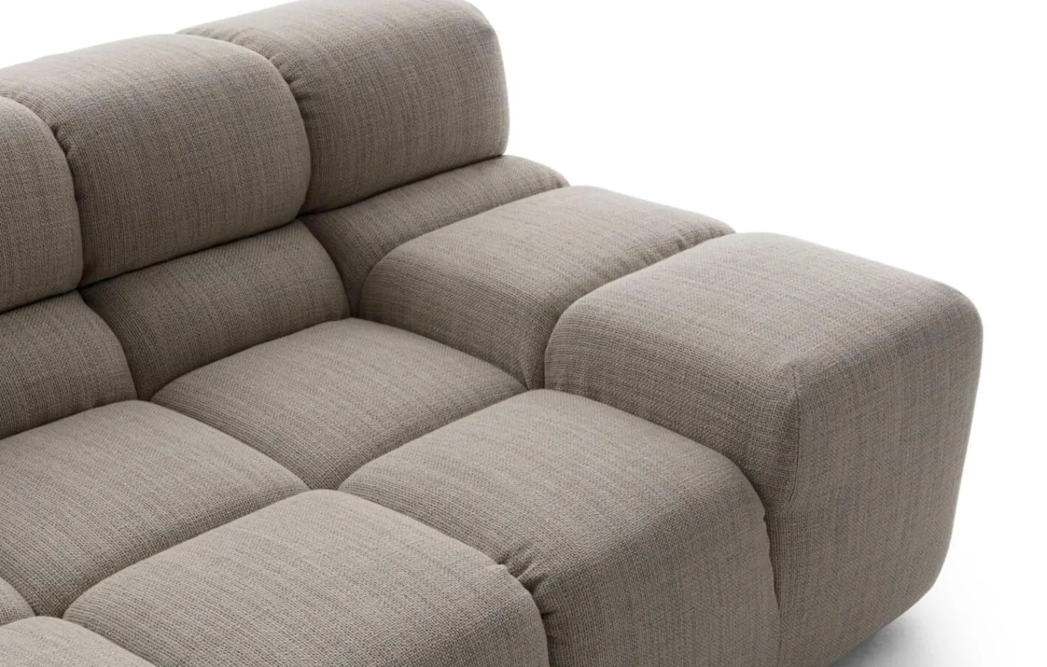 B&B Italia Ecksofas|Eckiges Sofa Tufty Time Stoff Rattier Astro Seil Braun Innenrahmen Stahlrohre Füße Schwarz Mit Rückenkissen