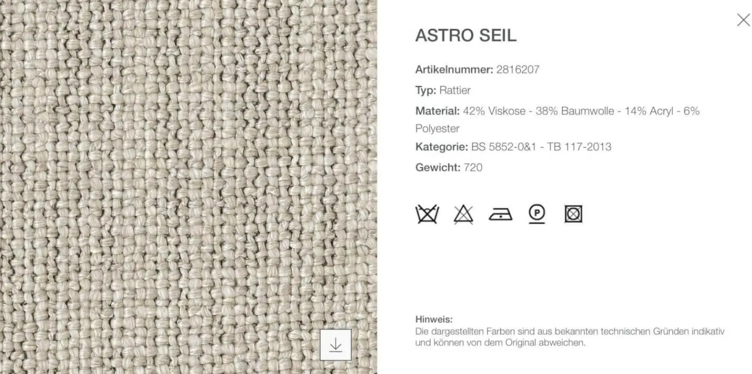 B&B Italia Ecksofas|Eckiges Sofa Tufty Time Stoff Rattier Astro Seil Braun Innenrahmen Stahlrohre Füße Schwarz Mit Rückenkissen