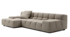 B&B Italia Ecksofas|Eckiges Sofa Tufty Time Stoff Rattier Astro Seil Braun Innenrahmen Stahlrohre Füße Schwarz Mit Rückenkissen