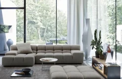 B&B Italia Ecksofas|Eckiges Sofa Tufty Time Stoff Rattier Astro Seil Braun Innenrahmen Stahlrohre Füße Schwarz Mit Rückenkissen