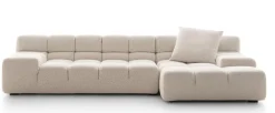 B&B Italia Ecksofas|Eckiges Sofa Tufty Time Stoff Bouclè Sambuco Weiß Innenrahmen Stahlrohre Füße Schwarz Mit Rückenkissen