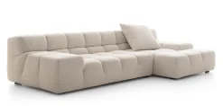 B&B Italia Ecksofas|Eckiges Sofa Tufty Time Stoff Bouclè Sambuco Weiß Innenrahmen Stahlrohre Füße Schwarz Mit Rückenkissen