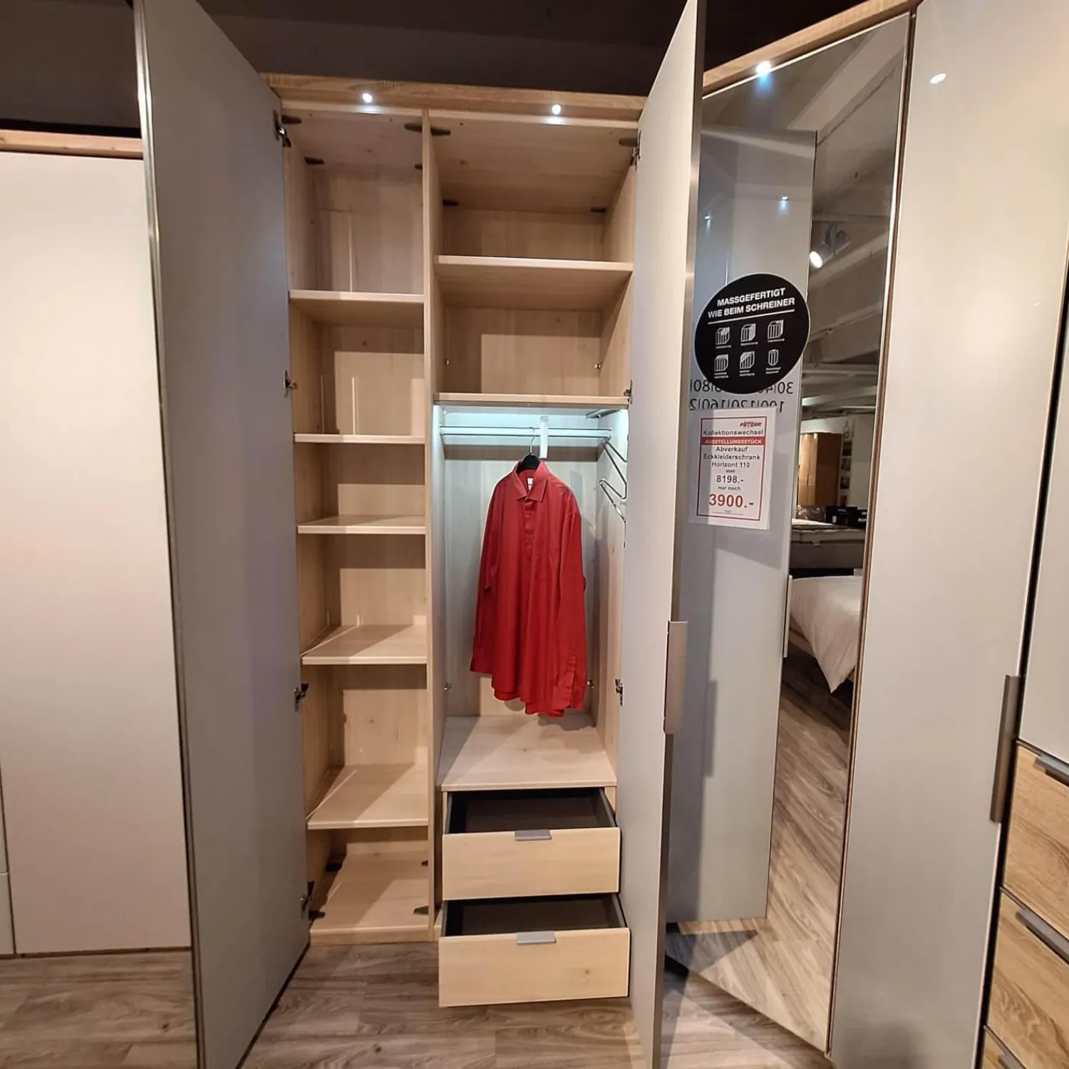 Nolte Kleiderschränke|Eckkleiderschrank Nika Seidengrau Sonoma Eiche Horizont 100