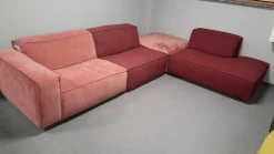 Easy Sofa Ecksofas|Ecksofa 22000 Bezug Materialmix 25163 Rosa Und Rot Fuß Schwarz