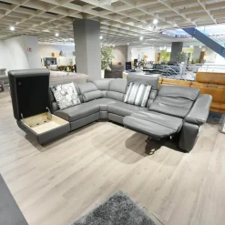 himolla Ecksofas|Ecksofa 1330 Callas Leder 24 Longlife Zinn Grau Mit Elektrischem Wall Free Beschlag