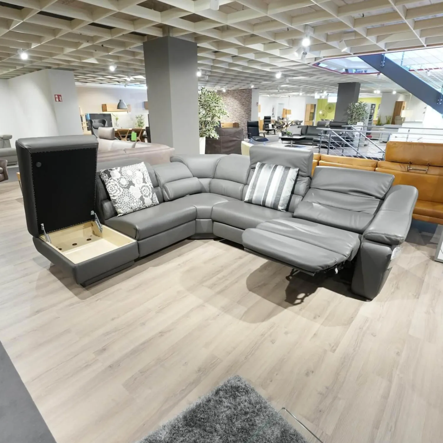 himolla Ecksofas|Ecksofa 1330 Callas Leder 24 Longlife Zinn Grau Mit Elektrischem Wall Free Beschlag