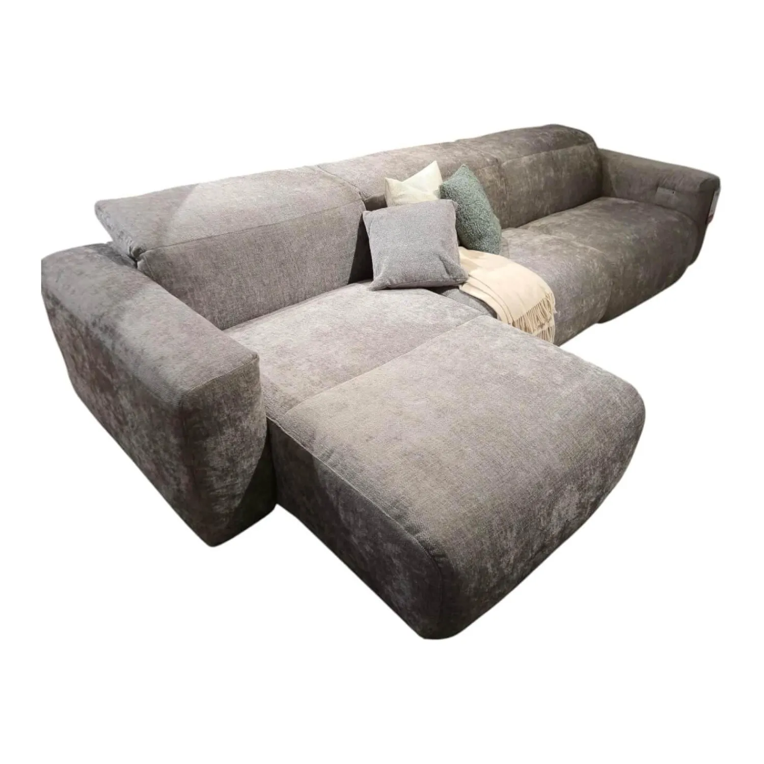 W. Schillig Ecksofas|Ecksofa 34000 Dwayne Stoff V87 21 Silver Grau Füße Kunststoff Schwarz Mit Kopfteilverstellung