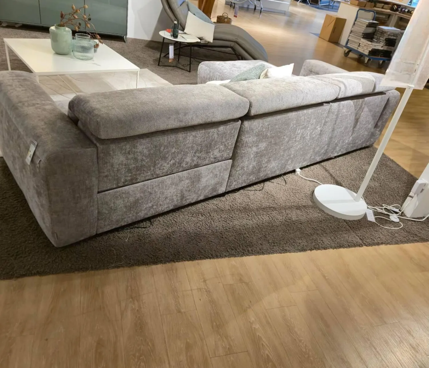 W. Schillig Ecksofas|Ecksofa 34000 Dwayne Stoff V87 21 Silver Grau Füße Kunststoff Schwarz Mit Kopfteilverstellung