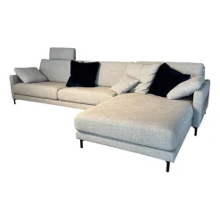 Rolf Benz Ecksofas|Ecksofa 011 Ego G Stoff 18 113 Signalgrau Gussfuß Aluminium Glatt Verkehrsschwarz Inklusive Kopfstütze Und Kissen