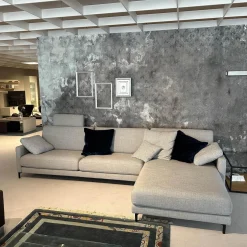 Rolf Benz Ecksofas|Ecksofa 011 Ego G Stoff 18 113 Signalgrau Gussfuß Aluminium Glatt Verkehrsschwarz Inklusive Kopfstütze Und Kissen