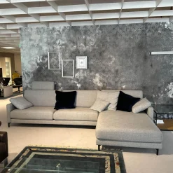 Rolf Benz Ecksofas|Ecksofa 011 Ego G Stoff 18 113 Signalgrau Gussfuß Aluminium Glatt Verkehrsschwarz Inklusive Kopfstütze Und Kissen