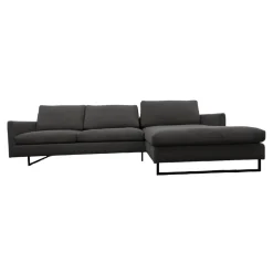 freistil Rolf Benz Ecksofas|Ecksofa 134 In Stoff 6466 Mittel Grau Fußgestell In Stahl Kufe Quadratrohr Ral 9005 Tiefschwarz Matt