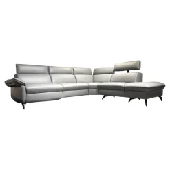 himolla Ecksofas|Ecksofa 1267 Leder 24 Longlife Sea Wallfree Grau Füße Schwarz Mit Elektrischer Relaxfunktion Und Kissen