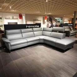 himolla Ecksofas|Ecksofa 1267 Leder 24 Longlife Sea Wallfree Grau Füße Schwarz Mit Elektrischer Relaxfunktion Und Kissen